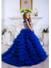 Royal Blue Lace Tulle Tiered Flower Girl Dress Birthday Party Dress
